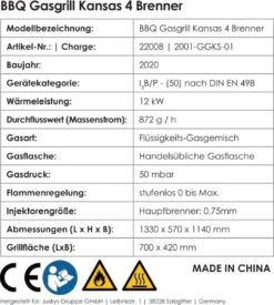 Kansas Gasgrill Barbecue - 4 Pits - RVS -Barbecue Gereedschap Winkel 1077x1200