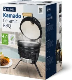BluMill Kamado BBQ Egg - Kamado 13 Inch - Incl. Vlees Thermometer - Houtskoolbarbecues - Zwart - Ø 27cm -Barbecue Gereedschap Winkel 1090x1200