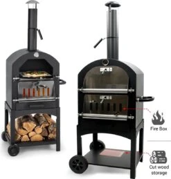 MaxxGarden Pizza Oven Buiten - Houtskool – Incl. Pizzasteen - 45x65x158cm -Barbecue Gereedschap Winkel 1146x1200