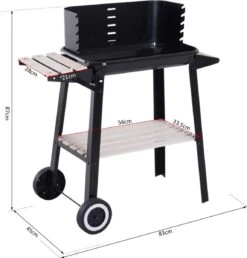 Verrijdbare Barbecue – Houtskool/Briketten - Verstelbare Grillplaat – Houten Tafel – Winscherm – Gewicht 5.9kg -Barbecue Gereedschap Winkel 1150x1200