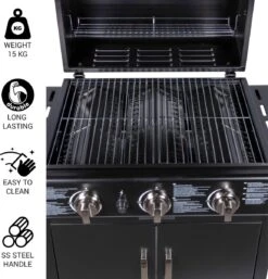MaxxGarden Gas Barbecue - 3 Branders - Incl. Gratis BBQ Set -Barbecue Gereedschap Winkel 1154x1200
