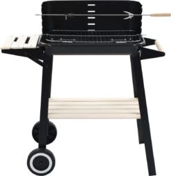 Verrijdbare Barbecue – Houtskool/Briketten - Verstelbare Grillplaat – Houten Tafel – Winscherm – Gewicht 5.9kg -Barbecue Gereedschap Winkel 1161x1200