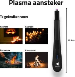 Oplaadbare Lange Elektrische Aansteker - Zwart - Duurzame Plasma Aansteker - Inclusief Cadeauverpakking - BBQ - Kaarsen -Barbecue Gereedschap Winkel 1177x1200
