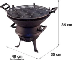 Potkachel Houtskoolbarbecue - 35 Cm - Gietijzer -Barbecue Gereedschap Winkel 1200x1000
