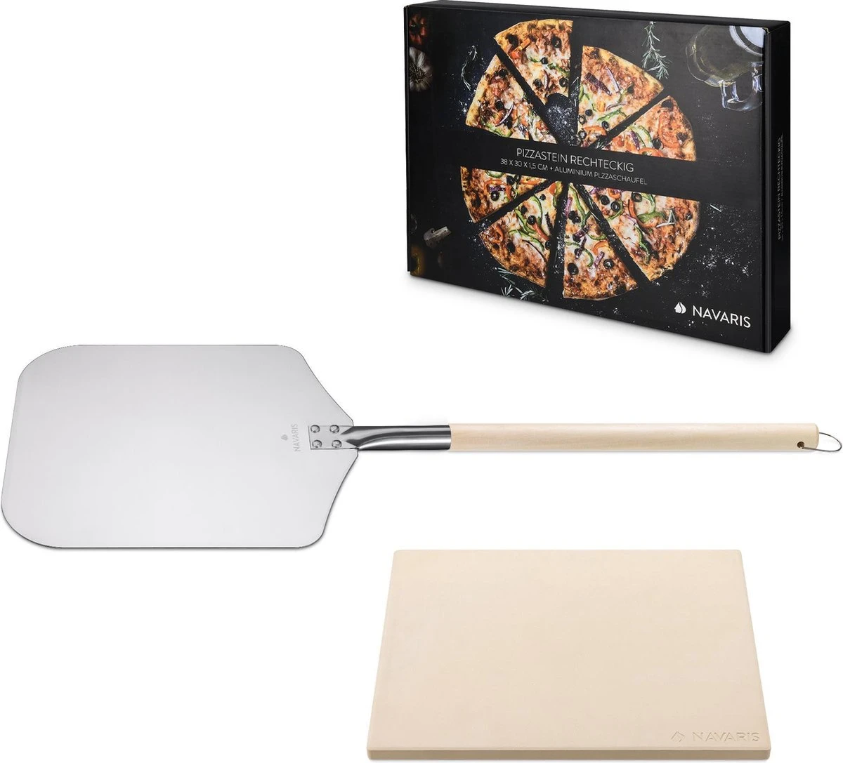 Navaris Pizzasteen XL Voor Oven En Barbecue - Rechthoekige Pizzaplaat 38 X 30 Cm - Inclusief Pizzaschep Met Extra Lang Handvat En Receptenboek 1 Navaris Pizzasteen XL Voor Oven En Barbecue - Rechthoekige Pizzaplaat 38 X 30 Cm - Inclusief Pizzaschep Met Extra Lang Handvat En Receptenboek