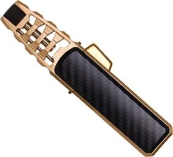 Merkloos Turbo Jetflame Aansteker - Gasbrander - Vuurwerk Torch - Crème Brûlée Brander - BBQ En Sigaren Aansteker - Windproof - Carbon Met Goudkleurige Metalen Behuizing -Barbecue Gereedschap Winkel 1200x1094