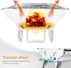 Uten - Houtskoolbarbecue - Opvouwbare Barbecue - Houtskoolbarbecues - Draagbare Camping Barbecue - 430 Roestvrij Staal Grill BBQ - 5-10 Persoon Tuin Buitenfeest - Zilver -Barbecue Gereedschap Winkel 1200x1152