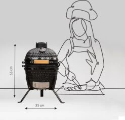BluMill Kamado BBQ Egg - Kamado 13 Inch - Incl. Vlees Thermometer - Houtskoolbarbecues - Zwart - Ø 27cm -Barbecue Gereedschap Winkel 1200x1156