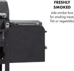 Klarstein Kingsville Double Barbecue - Houtskool- En Gasbarbecue - Smoker BBQ - Inclusief Deksels En Thermometer - Met 2 Roosters - Zwart -Barbecue Gereedschap Winkel 1200x1161