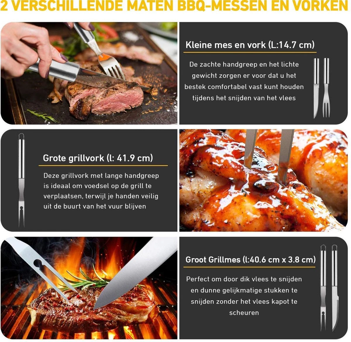 Saveur Royal® 35-delige Barbecue Gereedschapset In Roestvrij Staal - BBQ Grill Set Met Draagtas - Barbecuegerei-sets - Barbecue Accessoires Gereedschap - 35-delig 7 Saveur Royal® 35-delige Barbecue Gereedschapset In Roestvrij Staal - BBQ Grill Set Met Draagtas - Barbecuegerei-sets - Barbecue Accessoires Gereedschap - 35-delig - Afbeelding 7