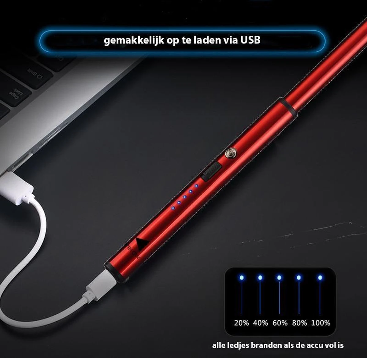 Oplaadbare Lange Dunne Elektrische Aansteker - Duurzame Plasma Aansteker - Inclusief Cadeauverpakking - BBQ – Kaarsen – Rood 3 Oplaadbare Lange Dunne Elektrische Aansteker - Duurzame Plasma Aansteker - Inclusief Cadeauverpakking - BBQ – Kaarsen – Rood - Afbeelding 3