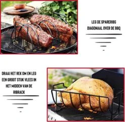 Rednas Sparerib Rek Bbq - Incl. Bakkwast - Bbq Rek - Bbq Accessoires - Rib Rack - Kiphouder - Bbq Gereedschap -Barbecue Gereedschap Winkel 1200x1171