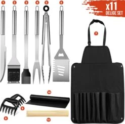 Squago BBQ Accesoires XXL Set Met Schort - Gereedschap - Gereedschapset Tang Borstel Mat -Barbecue Gereedschap Winkel 1200x1189 4