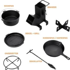 Dutch Mountains Gietijzeren Pannenset 7-delig - Dutch Oven – Braadpan - Grillpan - Hapjespan - Kookset In Houten Transportkist - Deksellifter - Brander -Barbecue Gereedschap Winkel 1200x1197 6