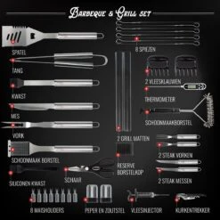 Mountain Jack® 40-Delige Luxe BBQ Grill Accessoires Set In Roestvrij Staal – Barbecue Gereedschap – Tangenset, Vlees Thermometer, Vleestang, Borstel, Spiezen, Vleesmes, Vleesvork 15 Mountain Jack® 40-Delige Luxe BBQ Grill Accessoires Set In Roestvrij Staal – Barbecue Gereedschap – Tangenset, Vlees Thermometer, Vleestang, Borstel, Spiezen, Vleesmes, Vleesvork -Barbecue Gereedschap Winkel 1200x1199 6