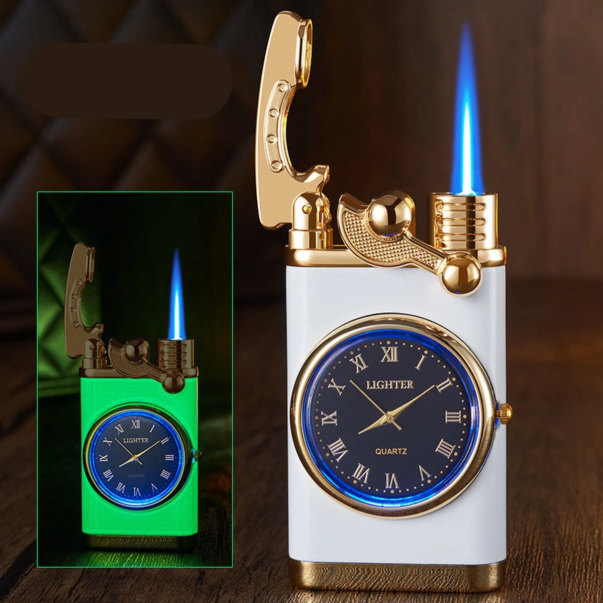 Flametimer Exclusieve Aansteker Met Horloge, 2 Stuks Willekeurig, Winddichte Draagbare Kaars Aansteker Voor Kaars Koken BBQ, Vuurwerk, Zak Zaklamp Aansteker Met Geschenkdoos, Cool Gift 7 Flametimer Exclusieve Aansteker Met Horloge, 2 Stuks Willekeurig, Winddichte Draagbare Kaars Aansteker Voor Kaars Koken BBQ, Vuurwerk, Zak Zaklamp Aansteker Met Geschenkdoos, Cool Gift - Afbeelding 7