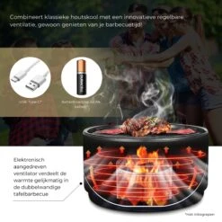 Ozocozy BBQ-ONE Houtskool Tafelbarbecue - Ø30 Cm- Zwart - Incl. Draagtas, Siliconen Bakkwast En RVS-Barbecuetang -Barbecue Gereedschap Winkel 1200x1200 43