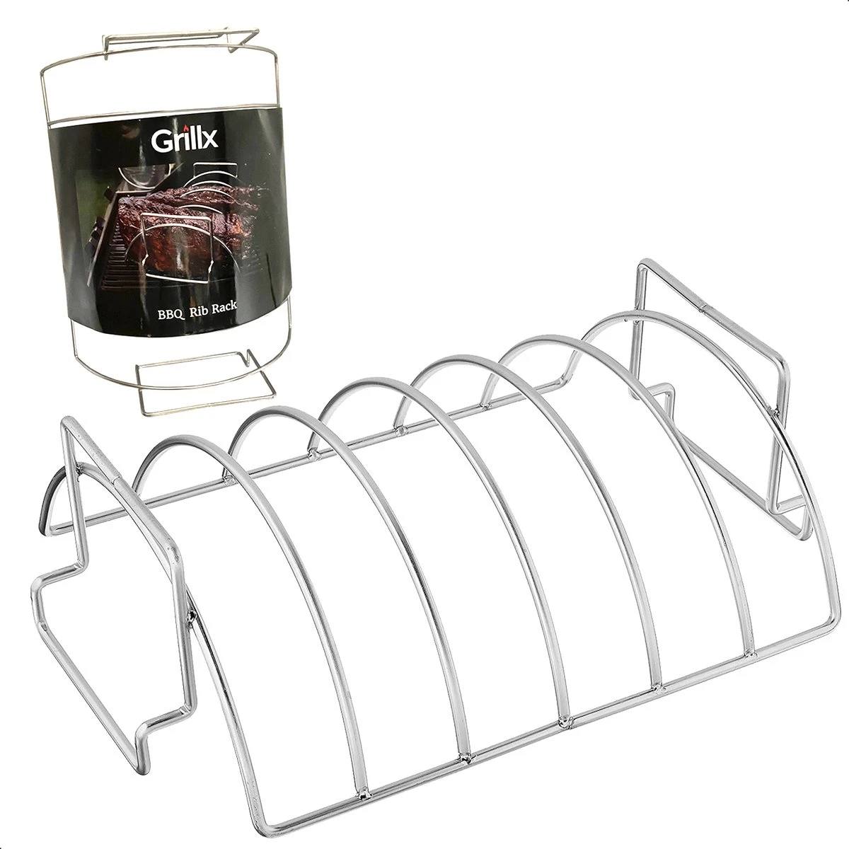 GrillX Sparerib Rek BBQ - Rib Rack Houder - Barbecue Spareribs Rek - BBQ Accesoires 1 GrillX Sparerib Rek BBQ - Rib Rack Houder - Barbecue Spareribs Rek - BBQ Accesoires