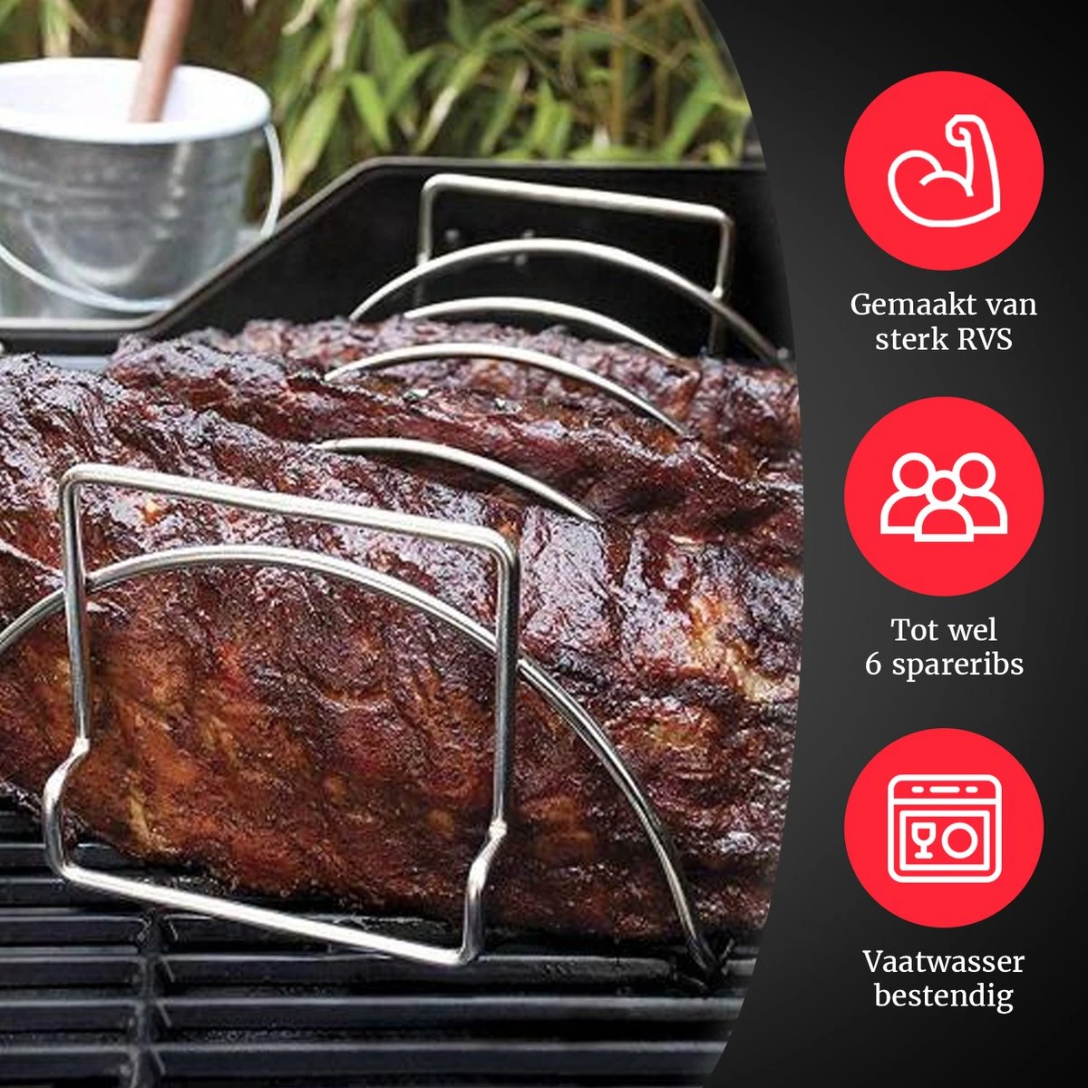 GrillX Sparerib Rek BBQ - Rib Rack Houder - Barbecue Spareribs Rek - BBQ Accesoires 2 GrillX Sparerib Rek BBQ - Rib Rack Houder - Barbecue Spareribs Rek - BBQ Accesoires - Afbeelding 2