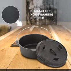 Dutch Mountains Gietijzeren Pannenset 7-delig - Dutch Oven – Braadpan - Grillpan - Hapjespan - Kookset In Houten Transportkist - Deksellifter - Brander -Barbecue Gereedschap Winkel 1200x1200 683