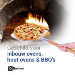 Qualux Pizzaschep Tweedelig – Pizzaschep Voor BBQ – Ophangbaar – Hout/rvs -Barbecue Gereedschap Winkel 1200x1200 734
