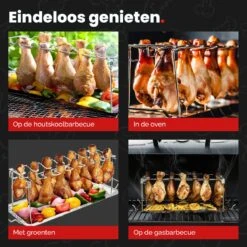 GrillX Kippenvleugelhouder - Kiphouder Voor BBQ & Oven - RVS - BBQ Accesoires -Barbecue Gereedschap Winkel 1200x1200 751