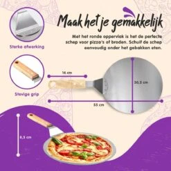 Nowad Pizzaschep RVS Rond Voor BBQ En Oven - 30,5 Cm - Pizzaspatel - Taartschep - Houten Handvat - Ophangbaar - Rond - Vaatwasbestendig - Keukenaccessoires -Barbecue Gereedschap Winkel 1200x1200 778