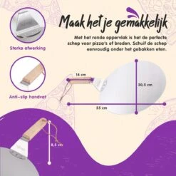 Nowad Pizzaschep RVS Rond Voor BBQ En Oven - 30,5 Cm - Pizzaspatel - Taartschep - Houten Handvat - Ophangbaar - Rond - Vaatwasbestendig - Keukenaccessoires -Barbecue Gereedschap Winkel 1200x1200 782