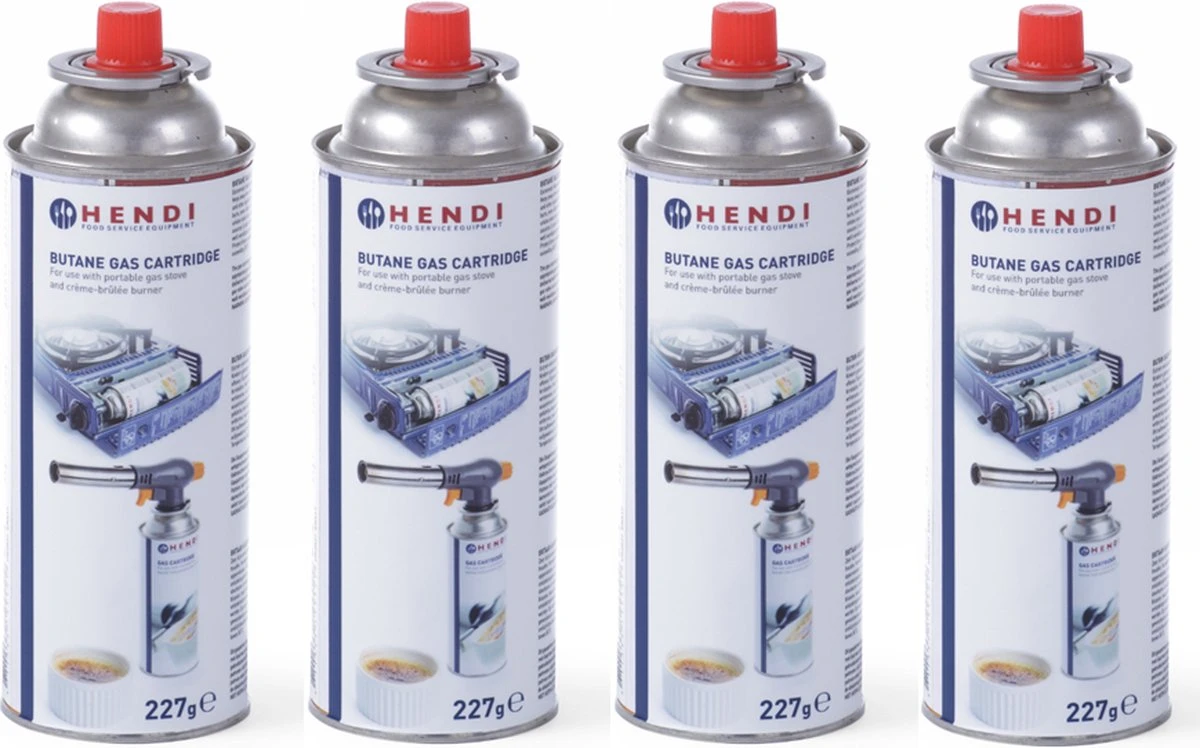 Hendi Gasbussen Butaan Navulling - 227g - Set Van 4