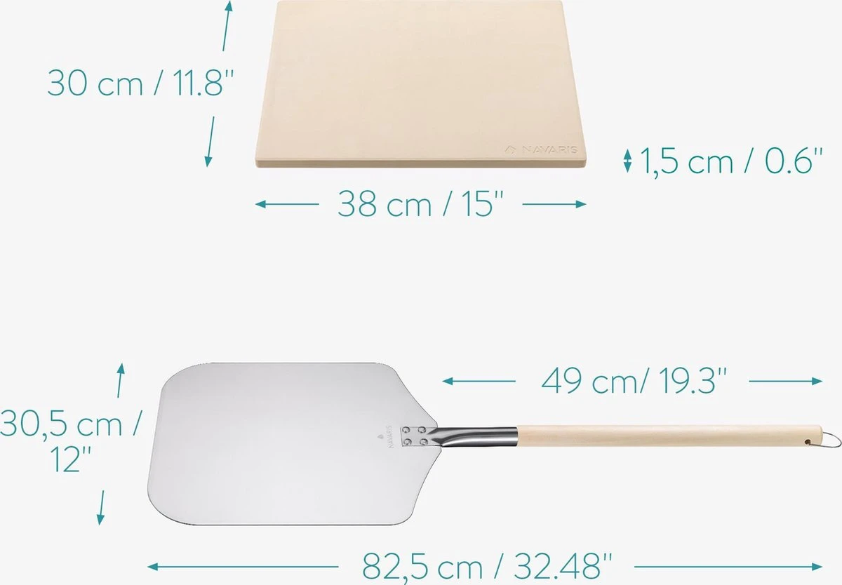 Navaris Pizzasteen XL Voor Oven En Barbecue - Rechthoekige Pizzaplaat 38 X 30 Cm - Inclusief Pizzaschep Met Extra Lang Handvat En Receptenboek 3 Navaris Pizzasteen XL Voor Oven En Barbecue - Rechthoekige Pizzaplaat 38 X 30 Cm - Inclusief Pizzaschep Met Extra Lang Handvat En Receptenboek - Afbeelding 3