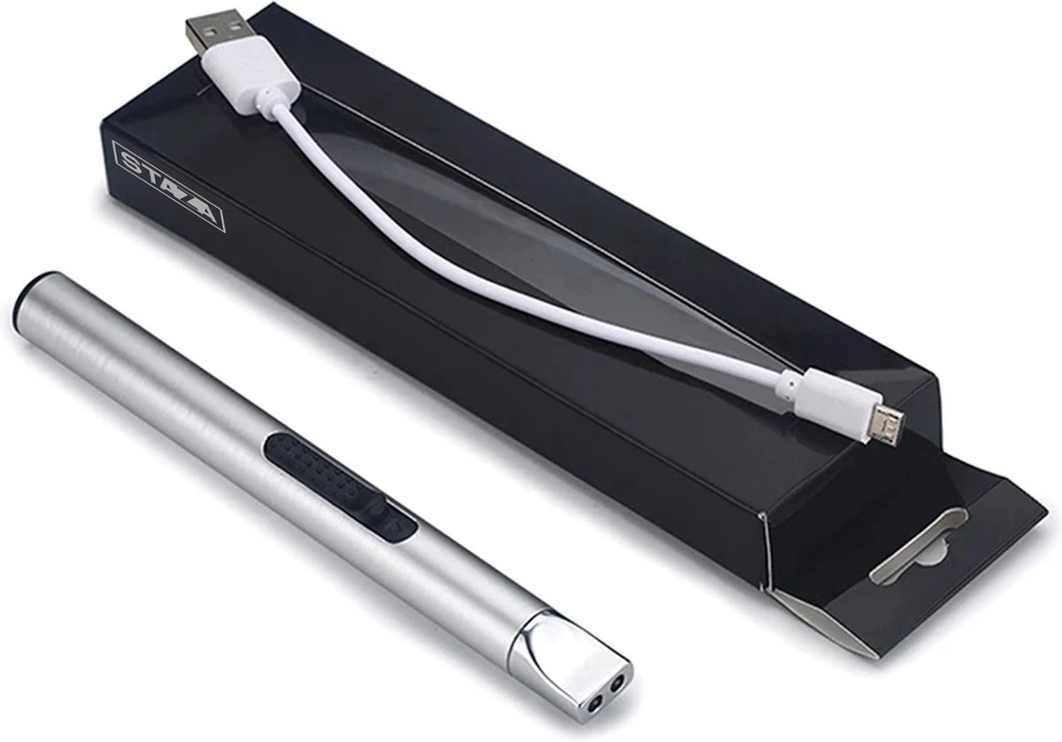 Staza - Oplaadbare Lange Elektrische Aansteker - Duurzame Plasma Aansteker - Inclusief Cadeauverpakking - BBQ - Kaarsen - Zwart 2 Staza - Oplaadbare Lange Elektrische Aansteker - Duurzame Plasma Aansteker - Inclusief Cadeauverpakking - BBQ - Kaarsen - Zwart - Afbeelding 2