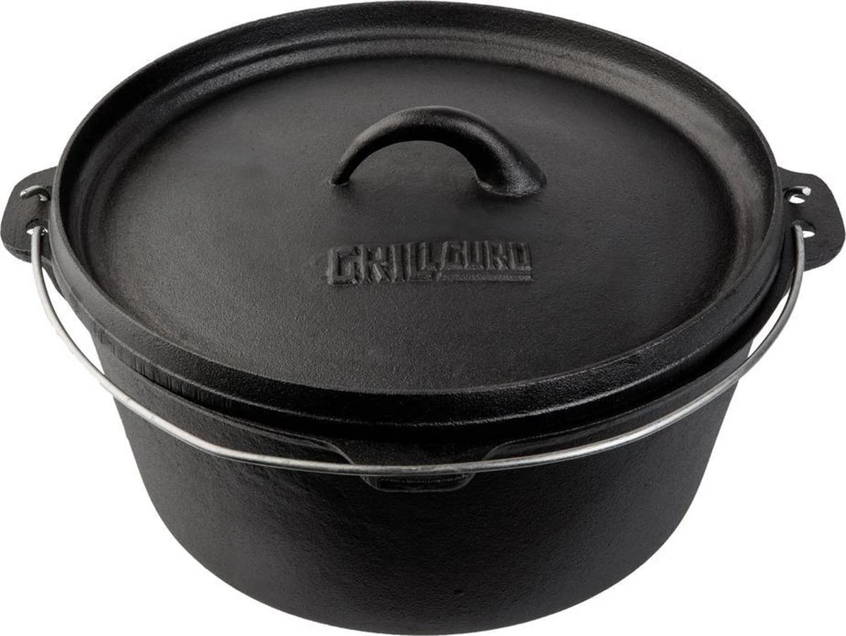 Grill Guru Cast Iron Dutch Oven - Gietijzeren Pan Met Deksel - Medium 23cm