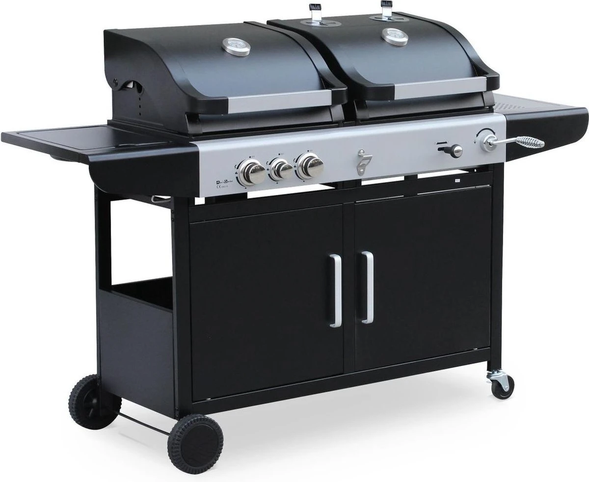 Alice's Garden Houtskool Barbecue - Grilloppervlak (LxB) 41 X 44 Cm - Gas En Houtskool - 3 Branders - Marsac Zwart 1 Alice's Garden Houtskool Barbecue - Grilloppervlak (LxB) 41 X 44 Cm - Gas En Houtskool - 3 Branders - Marsac Zwart