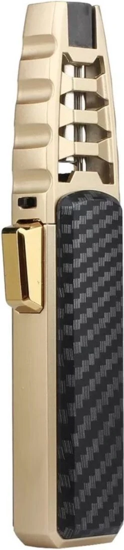Merkloos Turbo Jetflame Aansteker - Gasbrander - Vuurwerk Torch - Crème Brûlée Brander - BBQ En Sigaren Aansteker - Windproof - Carbon Met Goudkleurige Metalen Behuizing -Barbecue Gereedschap Winkel 272x1200 1