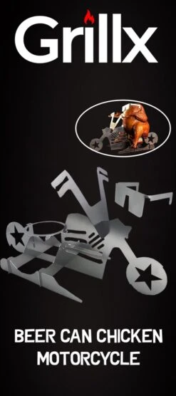 GrillX Beer Can Chicken Houder - Kiphouder Motorcycle - BBQ Accesoires - Bierkip - Barbeque Gereedschap - Chicken Sitter -Barbecue Gereedschap Winkel 533x1200