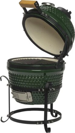 Patton Kamado Keramische Houtskoolbarbecue - 13" - Grilloppervlak Ø 28 Cm - Inclusief Heatdeflector - Groen -Barbecue Gereedschap Winkel 682x1200