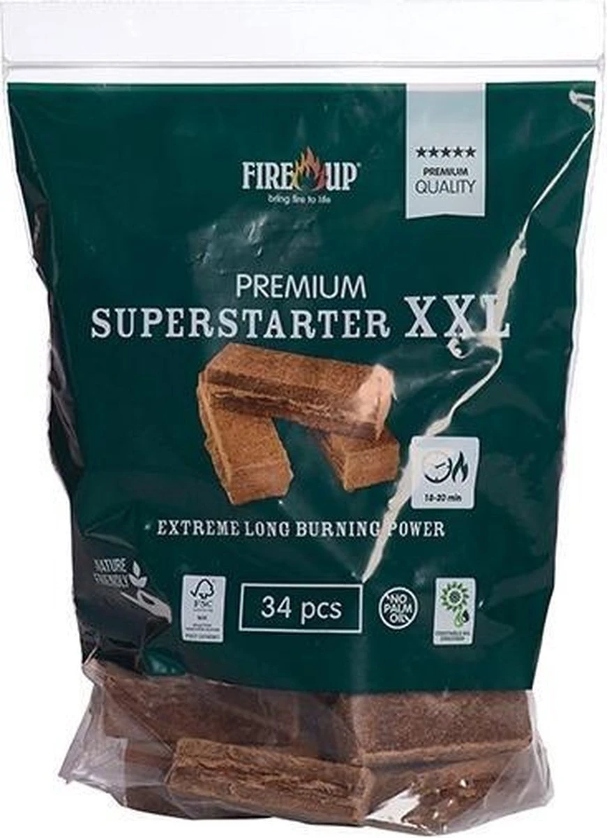 Fire-Up Aanmaakblokjes PREMIUM XXL Superstarters (zak A 34 St) 2 Fire-Up Aanmaakblokjes PREMIUM XXL Superstarters (zak A 34 St) - Afbeelding 2